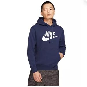 Nike Navy Blue Sportswear Club Swoosh Long Sleeve Hoodie